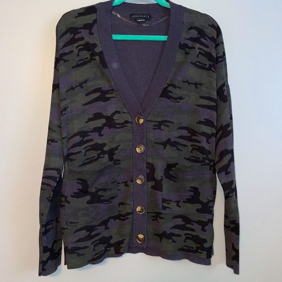 EUC Sanctuary Let's Hang Camo Button Front Cardigan Size Small - Picture 2 of 7
